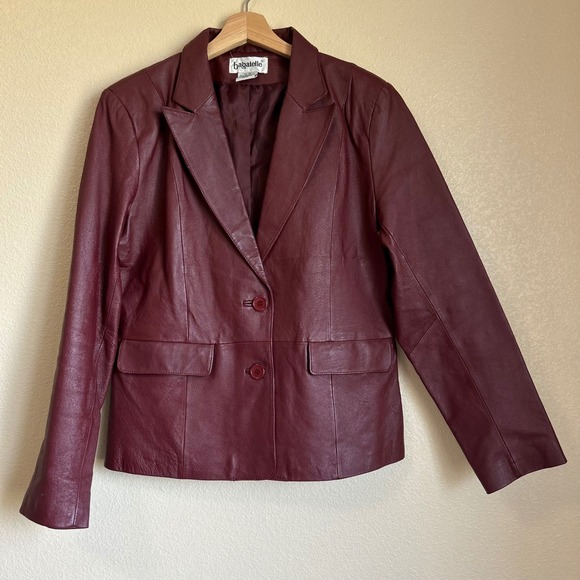 bagatelle Jackets & Blazers - Bagatelle Vintage Size 10 Red Burgundy Leather Blazer Jacket Wine Monica Goth